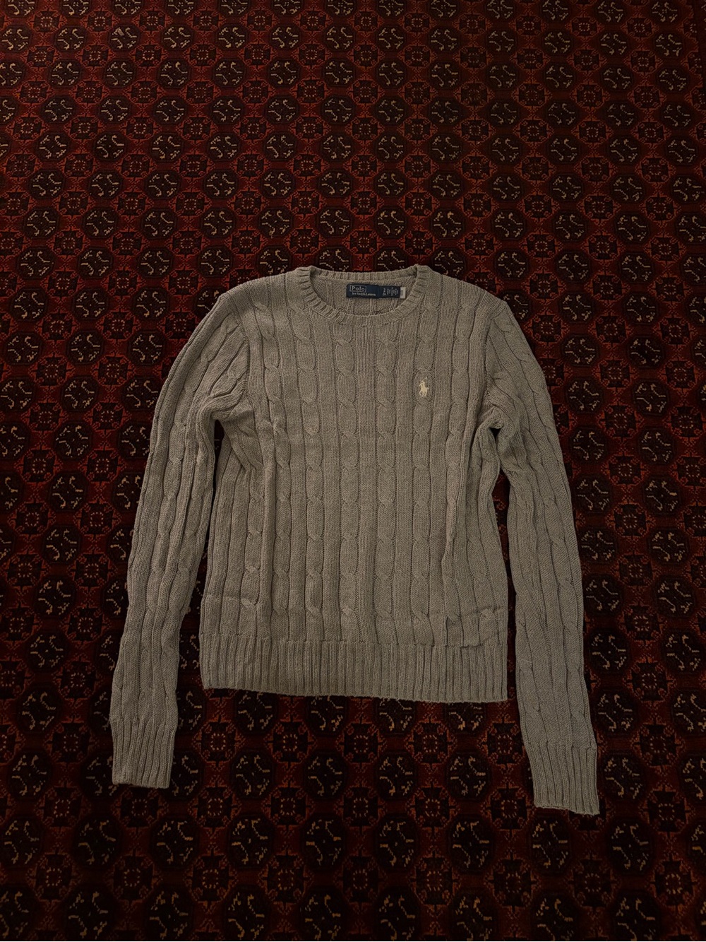 Ralph Lauren Men's Cable Knit Crewneck Sweater - Gray